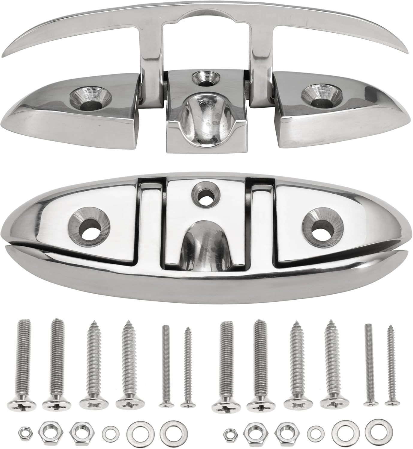 316 Stainless Steel Boat Folding Cleats Flip-up Dock Cleat with Screws Marine Dock Rope Cleats Compatible with Kayak Yacht Pontoon Boat