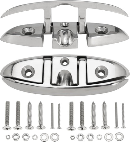 316 Stainless Steel Boat Folding Cleats Flip-up Dock Cleat with Screws Marine Dock Rope Cleats Compatible with Kayak Yacht Pontoon Boat