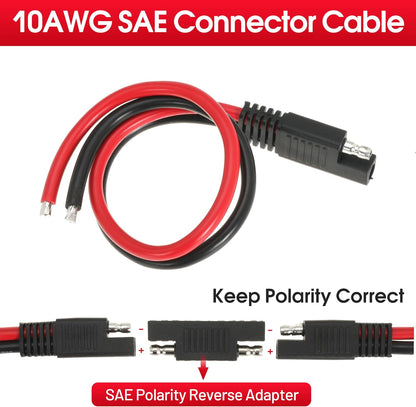 1FT 12AWG SAE Extension Cable, 12 Gauge SAE Connector Cable 12 AWG 2 Pin SAE Quick Disconnect for Solar RV Automotive, 4PCS