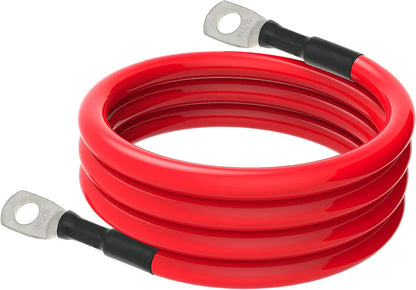 6 AWG Battery Cables 6 Gauge Battery Power Inverter Cable with 5/16 Inch Tinned Copper Lugs Both Ends for Solar Marine Boat RV Car Motorcycle 2 pcs (3FT)