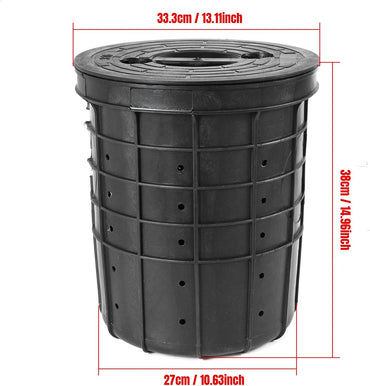 Heavy Duty Sump Basin with Lid Perforated Sump Pump Bucket with 40 Drainage Holes for Yards, Crawl Spaces, Patio and Driveways, 13" Top Dia × 10.63" Base × 15" H (1)