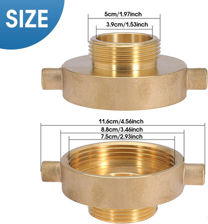 2 Pack 2-1/2"" NST (NH) Female x 1-1/2"" NST (NH) Male Fire Hydrant Hose Adapter Brass Fire Equipment with Pin Lug for Fire Hydrants, Pipes, Hoses, NuFlySic-723