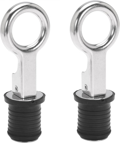 Boat Drain Plug - O-Handle Snap Plug, Brass/Stainless Steel, Rubber