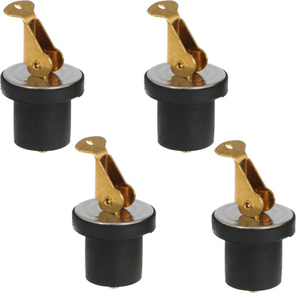 4 Pack Brass Boat Plug Drain Plug Boat Snap Handle Plug Deck Plug for Boat Marine