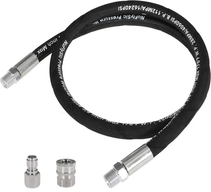 Pressure Washer Whip Hose Power Washer Jumper Hose for Pressure Washing with Steel Connector 3/8 Inch NPT Quick Connect Plug Hose Reel Connector Hose, 4000 PSI, 8FT, 2PCS