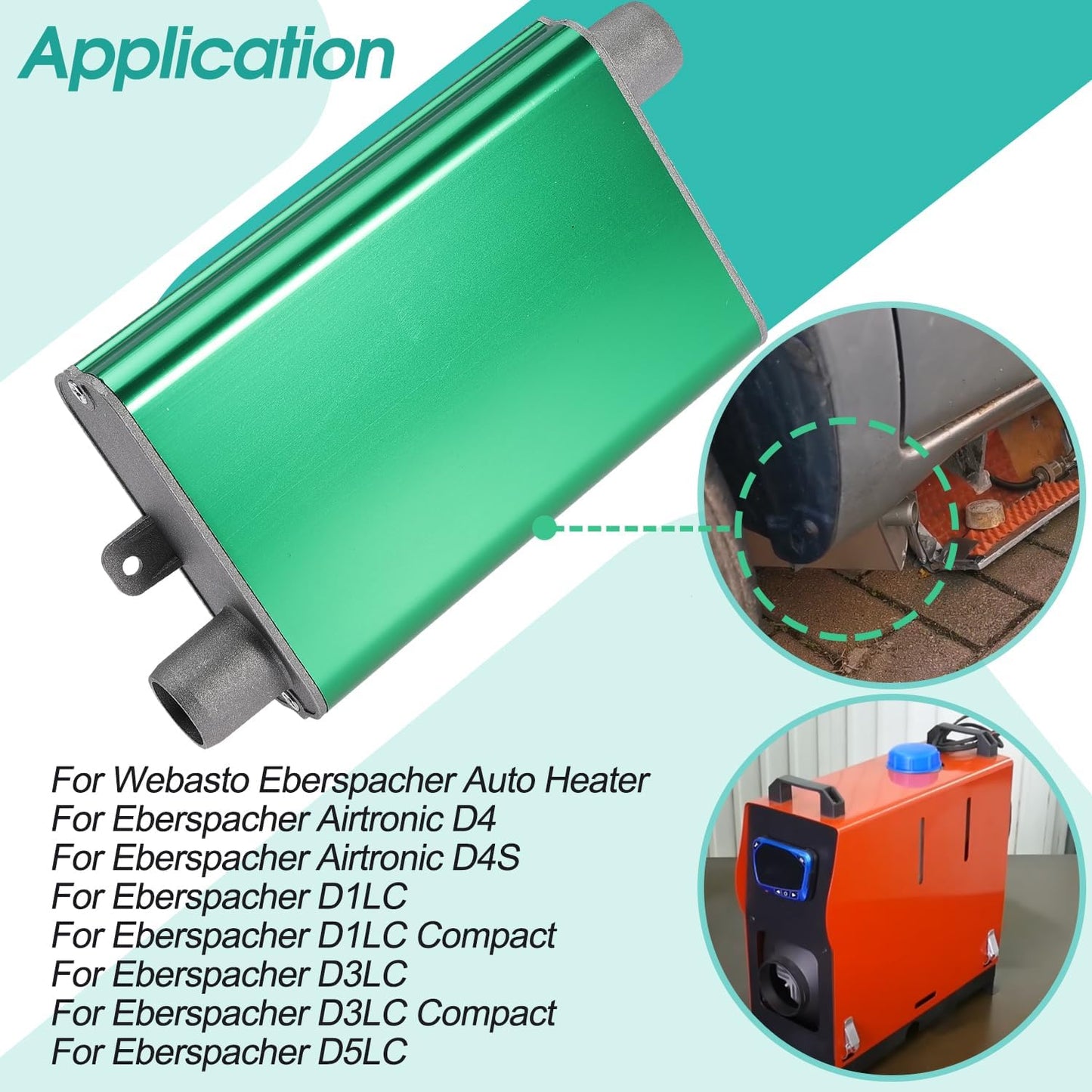 24mm Exhaust Muffler Pipe Upgraded for Chinese for Eberspacher Diesel Heaters Air Compressor with 2 clamps and screws, Green