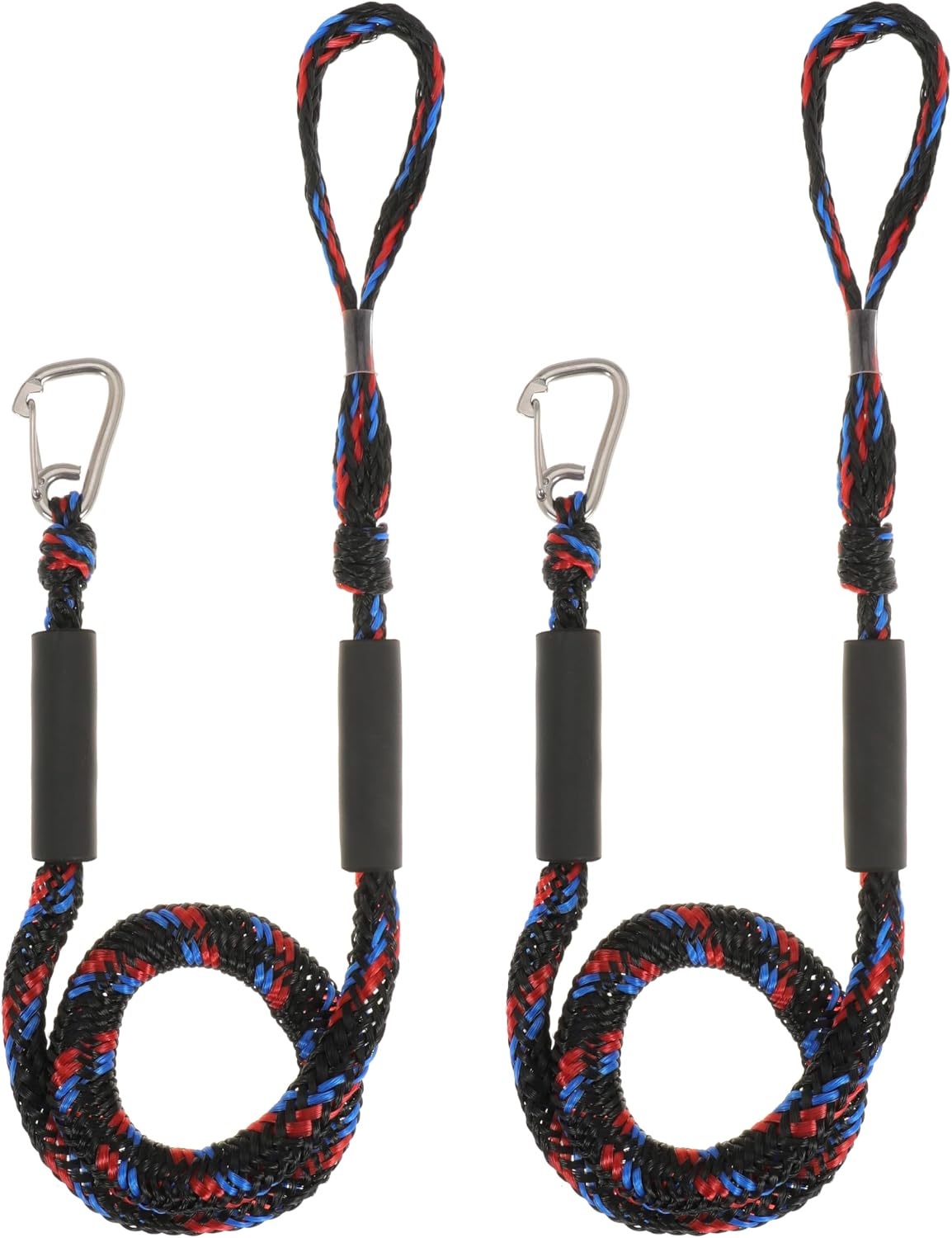 Boat Bungee Dock Lines Marine Mooring Rope with Stainless Steel Clip Bungee Cord Docking Lines for Boat Bungee Docking Ropes for Kayak,Pontoon,Canoe (Black-2)