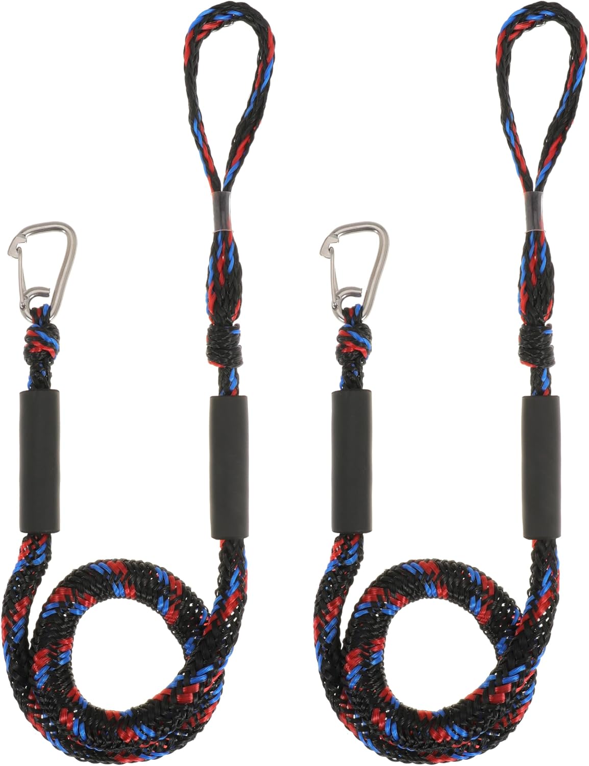 Boat Bungee Dock Lines Marine Mooring Rope with Stainless Steel Clip Bungee Cord Docking Lines for Boat Bungee Docking Ropes for Kayak,Pontoon,Canoe (Black-2)