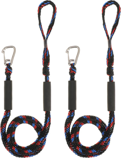 Boat Bungee Dock Lines Marine Mooring Rope with Stainless Steel Clip Bungee Cord Docking Lines for Boat Bungee Docking Ropes for Kayak,Pontoon,Canoe (Black-2)