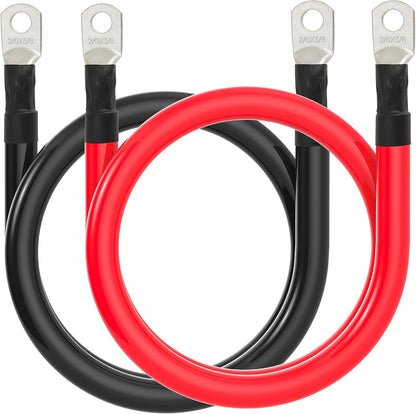 2/0 AWG Battery Cable 2/0AWG Gauge Battery Inverter Cables for Automotive Solar Marine Boat RV Car Motorcycle (2/0 AWG, 2FT, 3/8")