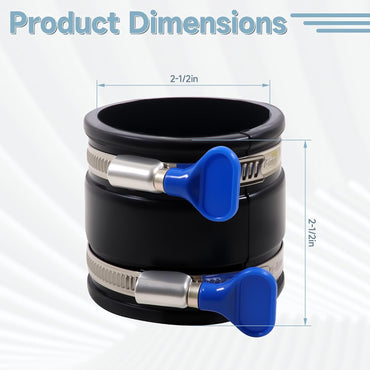 2-1/2 Inch Dust Control Flex Cuff with Adjustable Hose Clamps, Rubber Connector Rubber Cuff Coupler for Woodworking Dust Collection Fittings, 2 Pack