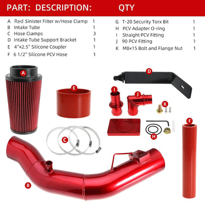 6.0 Cold Air Intake Kit Compatible with Ford F250 F350 Excursion 2003-2007 6.0L Engines