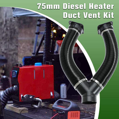 75mm Diesel Heater Pipe Duct Vent Kit with Warm Air Outlet for Webasto for Eberspacher 2KW 5KW 8KW Diesel Parking Heaters (Y-shape)