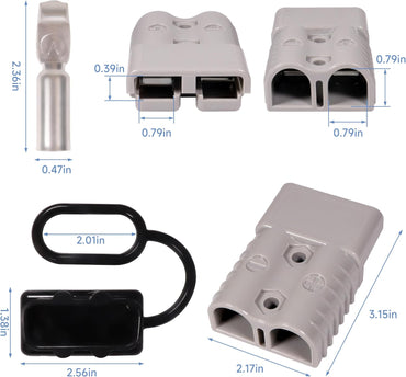 175A 600V Battery Quick Connect Disconnect Connectors Wire Harness Plug Kit for 2-4 Gauge Cables, Grey