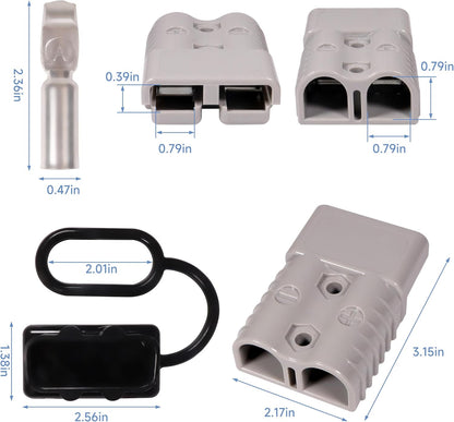 175A 600V Battery Quick Connect Disconnect Connectors Wire Harness Plug Kit for 2-4 Gauge Cables, Grey