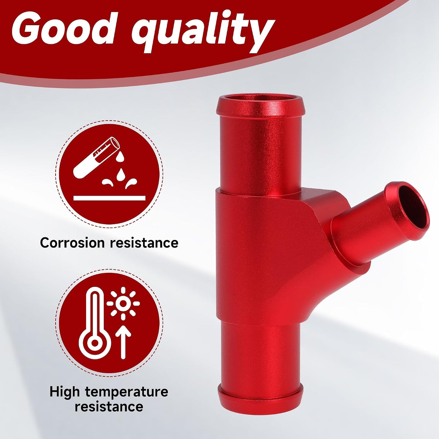 Radiator Coolant Y Tube Connector Pipe for Super Duty F250 F350, Red | For F450 F550 6.0L 2003-2007, For E350 E450 6.0L 2003-2010, For Excursion 6.0L 2003-2005