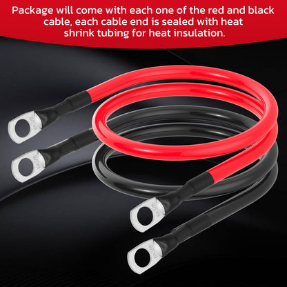 6 AWG Battery Cable 6AWG Gauge Battery Inverter Cables for Automotive Solar Marine Boat RV Car Motorcycle (6 AWG, 20in, 3/8")
