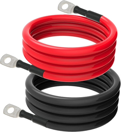 6 AWG Battery Cables 6 Gauge Battery Power Inverter Cable with 5/16 Inch Tinned Copper Lugs Both Ends for Solar Marine Boat RV Car Motorcycle 2 pcs (9 in)