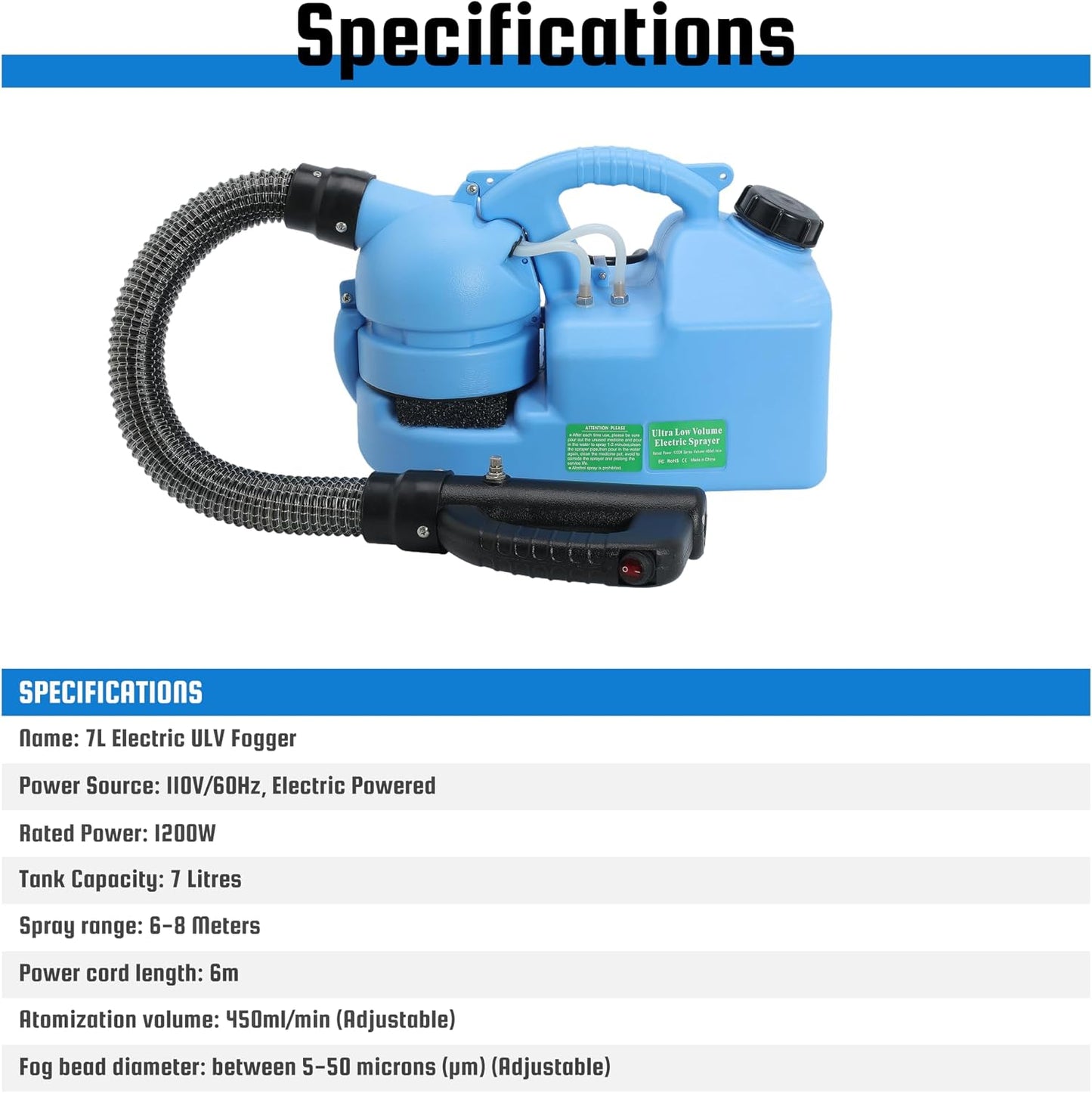 7L (1.85 Gallon) Electric ULV Fogger Machine, Portable Fogger Sprayer Machine Electric Atomizer Ultra Low Volume Sprayer for Home Indoor and Outdoor Spraying Use, 2 Pack
