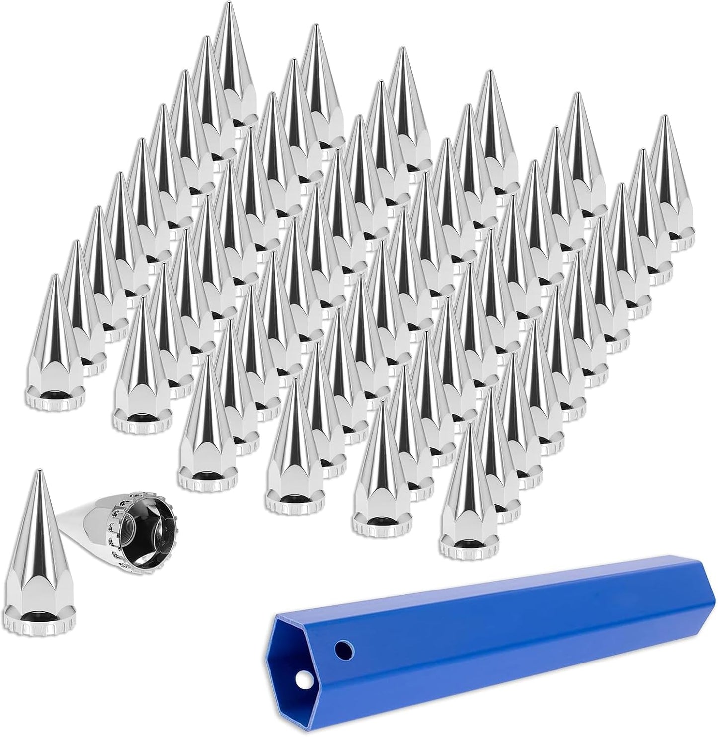 33MM x 4 3/4" Thread On Spiked Lug Nut Cover Screw on, ABS Plastic Pointed Screw on Lug Nut Cover for Semi Trucks, Spiked Lug Nut Caps, 60PCS