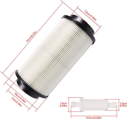 7080595 Air Filter 5811633 Air Preclean Sleeve 2530009 Fuel Filter with Clamp for Polaris Scrambler Magnum 325 500 Sportsman 335 400 500 550 570 700 850 (Set of 1)