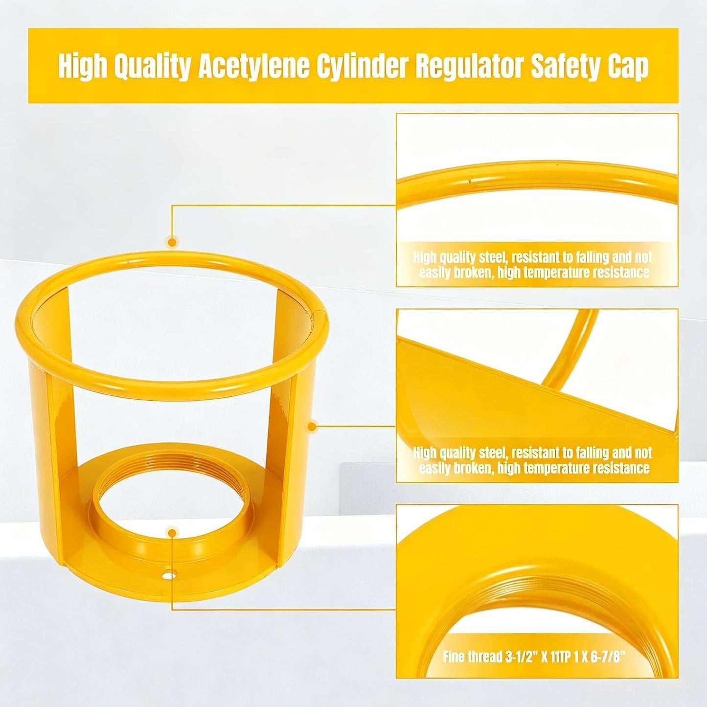 2 PCS Acetylene Cylinder Regulator Safety Cap Protector Safety Collar 3-1/2 x 12 Fine Thread for Acetylene Cylinder, Acetylene Tank, High Pressure Cylinder, Low Pressure Cylinder