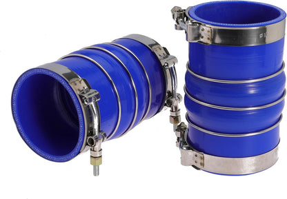 3.5 Inch Silicone Charge Air Cooler Hump Hose Boot Set 3 1/2 x 6 3/8 Inch with T Bolt Clamp Blue