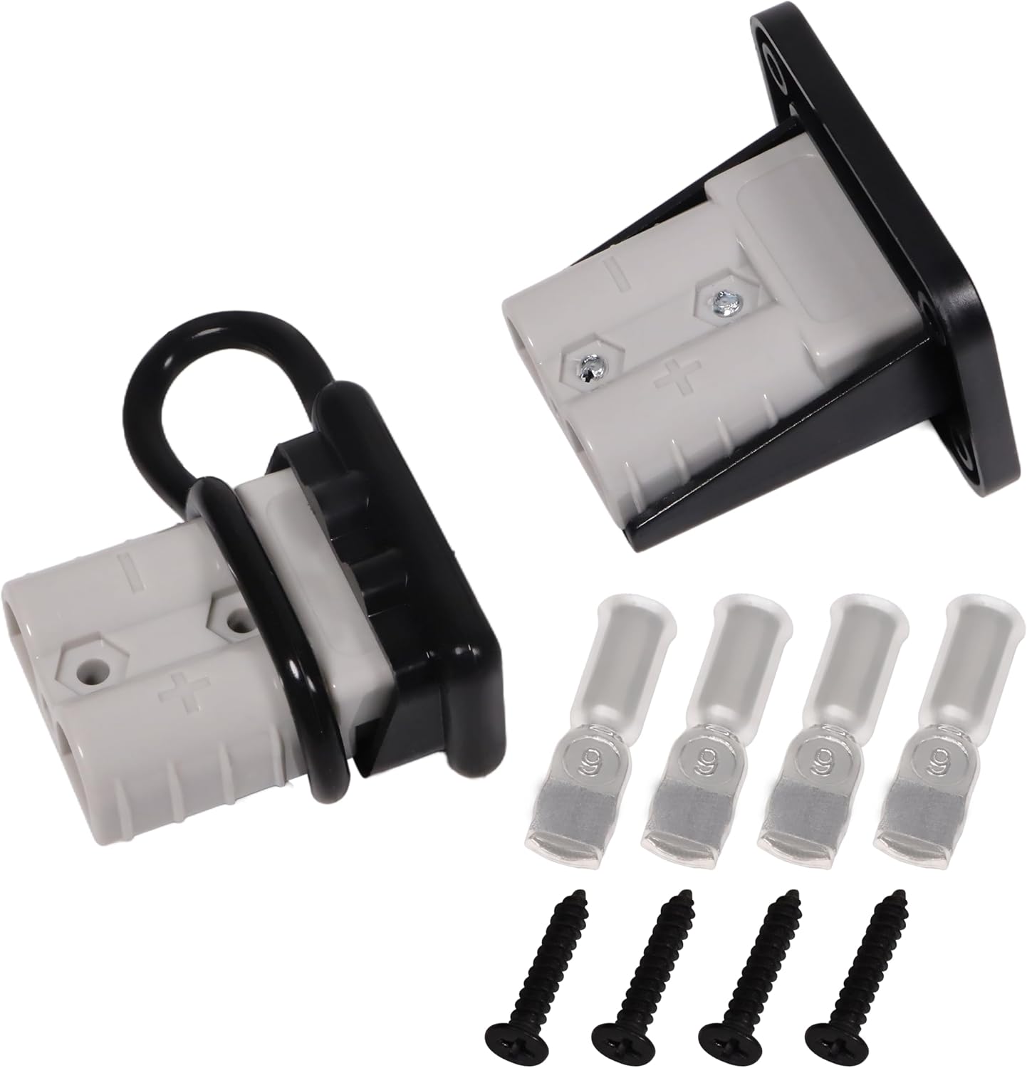 50A 600V Battery Quick Connect Disconnect Set 6-12AWG Battery Cable Connector Fit for 6/8/10/12 Gauge Connect and Disconnect Plug Connector with Protect Cover and Screws