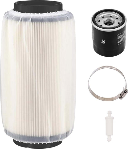 7080595 Air Filter 5811633 Air Preclean Sleeve 2530009 Fuel Filter 2520799 Oil Filter with Clamp for Polaris Scrambler Magnum 325 500 Sportsman 335 400 500 550 570 700 850 (Set of 4)