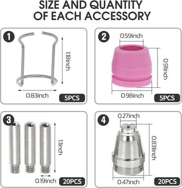 0.45 inch Plasma Cutter Nozzles Tip Consumables for AG-60 WSD-60, 50 Pack | For AG-60P SG-55 WSD-60, For Bestarc BTC500DP, For YesWelder Cut-55DS, Cutting Torch