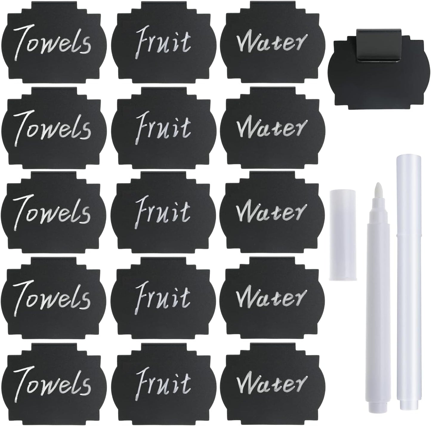 10 Plastic Basket Bin Label Clip on Removable Kitchen Pantry Label Clip with White Chalk Markers for Storage Bin Box Hanging Bin Clip Label (10)