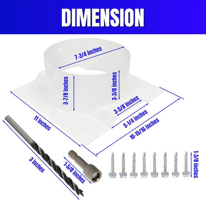 8 Inch Shipping Container Roof Vent Adapter 8" for Whirlybird Turbines, Round Chimney Caps and Corrugated Roof Window Vents, 2 Pack, White