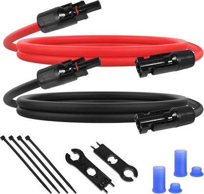 5FT 10 AWG Solar Panel Extension Cable, 10AWG Solar Extension Cables, Solar PV Cable 10 Gauge PV Wire 5 FT 5 Feet Male to Female Solar Panel Wires with Solar Spanner Wrenches and Dust Caps