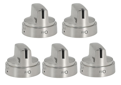 WB03X24818 Gas Stove Knobs Replace for GE Stainless Steel Stove Gas Range Compatible with JGB6, JGB7, JGB8, JGBS Series PS11729081 AP5989029 (Silvery-5 Pack)