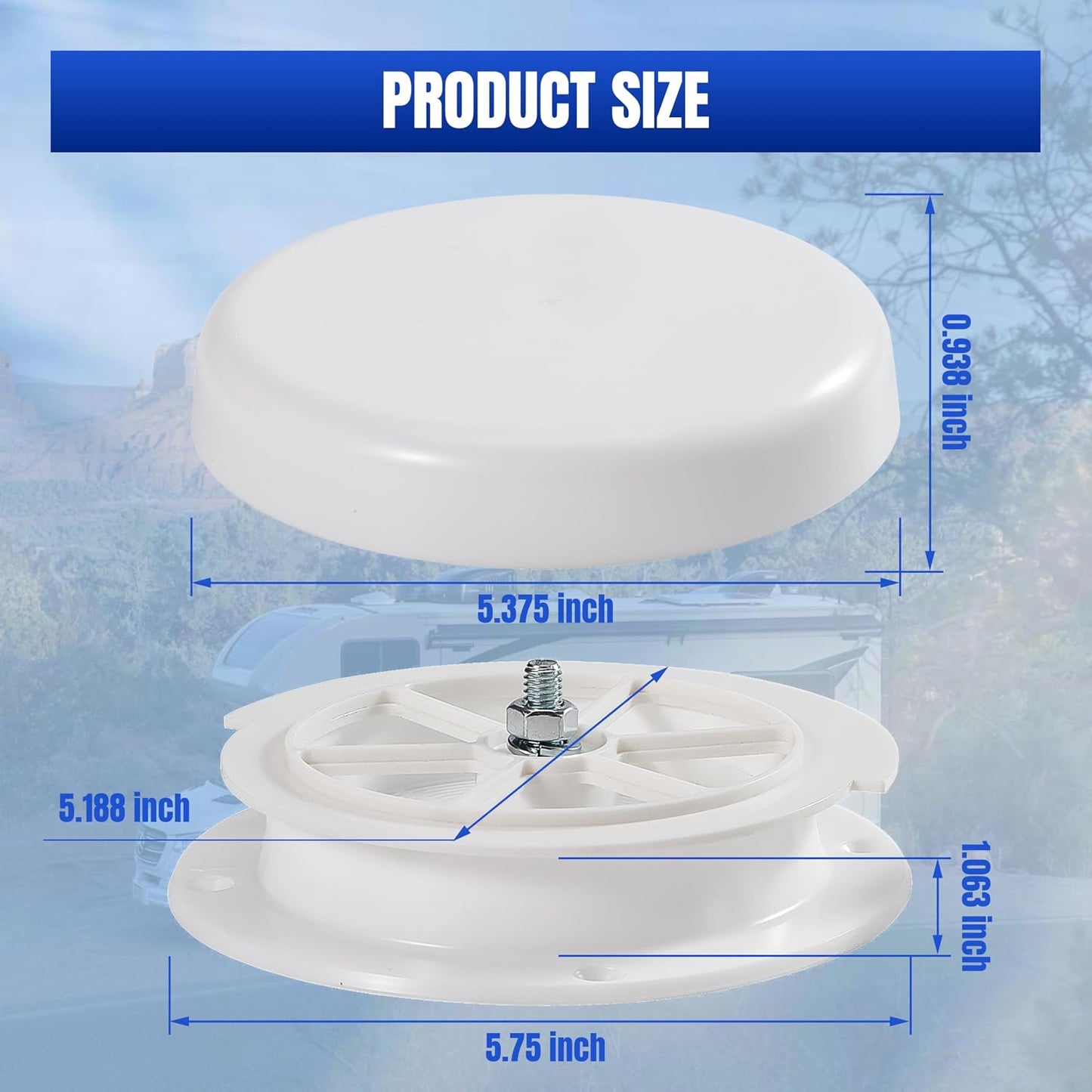 1 Pack RV Roof Mushroom Vent with 2Pcs Water Guard Cap Cover for RV Homes Campers Trailers Keystone Motor