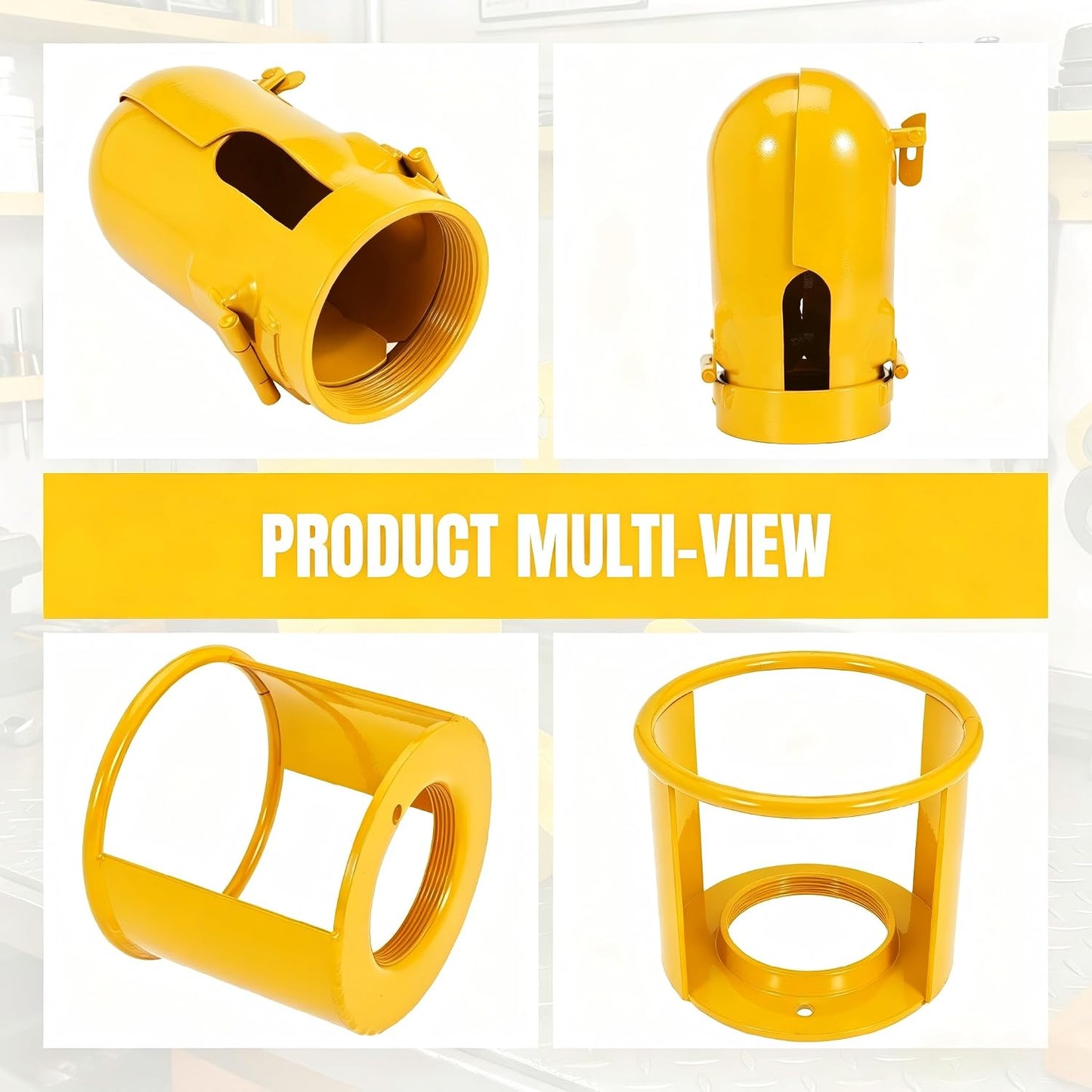2PCS Acetylene Gas Cylinder Regulator Safety Cap Protector 3-1/8"x11 & 3-1/2"x12 Fine Thread Steel Valve Cover for High/Low Pressure Tanks Storage & Transport