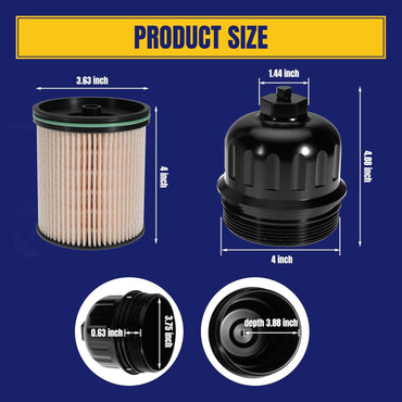 134001 Billet Fuel Filter Housing Cap and TP1015 Fuel Filter for Chevrolet Silverado for GMC Sierra 2500HD 3500HD 17-20 for Duramax Diesel 6.6L for Chevy Cruze 17-19