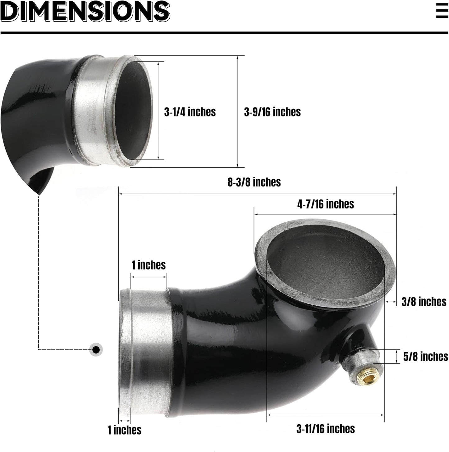 LLY Turbo Mouthpiece 6.6 Inlet Manifold Intake Elbow for Chevy Silverado for GMC Sierra 6.6L V8 LLY Duramax 2004.5-2005 Replaces 76-1006B