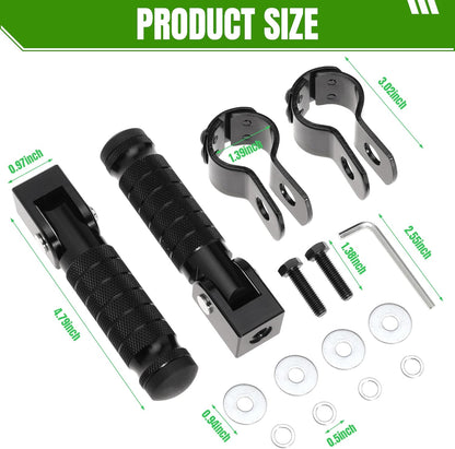 M8 Motorcycle Footrests For Yamaha For Honda For Suzuki For Aprilia 90 Degree Foldable Footpegs Motorbike MiniBike Dirt Pit Bike CNC Motorcycle Folding Footpegs Rearsets Folded Footrest (Black)