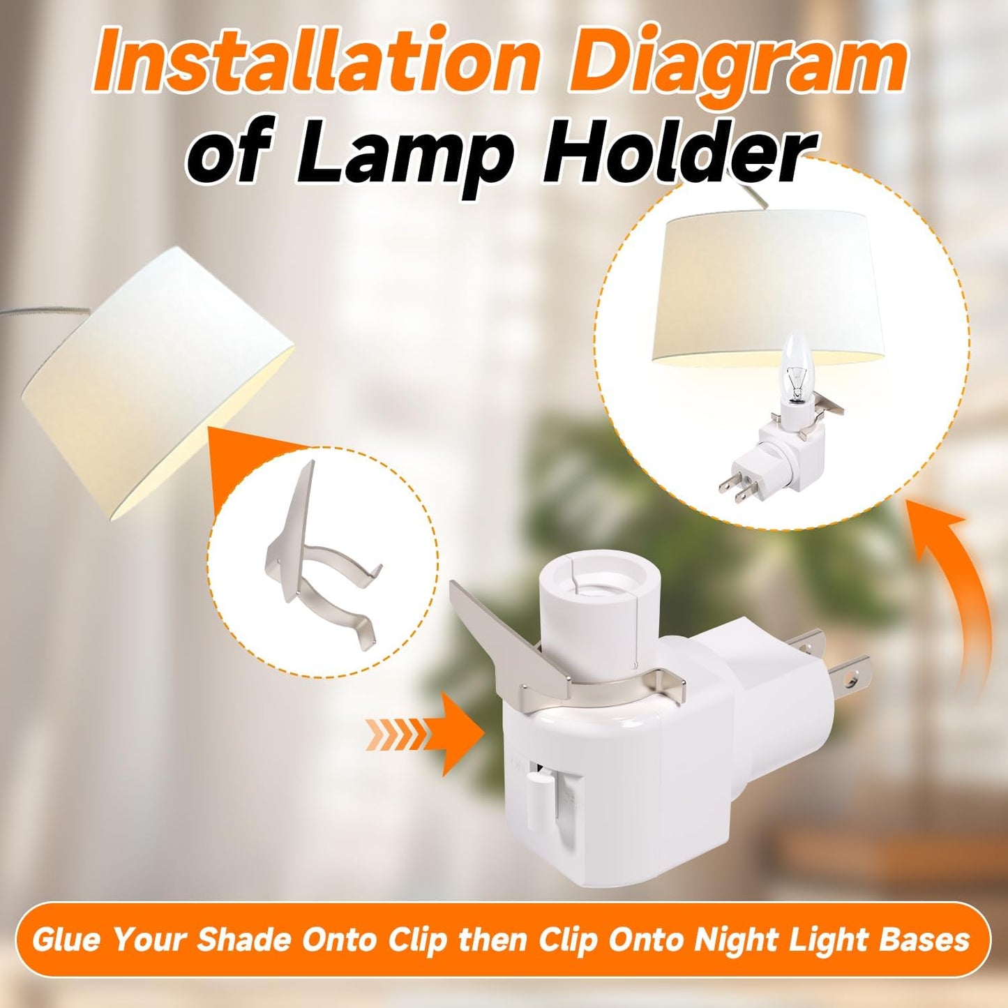 Plug-in Night Light Base and Module with ON and Off Switch, 360° Rotating Swivel Plug, Metal Clip for DIY Bubble Light Crafts (20PCS)