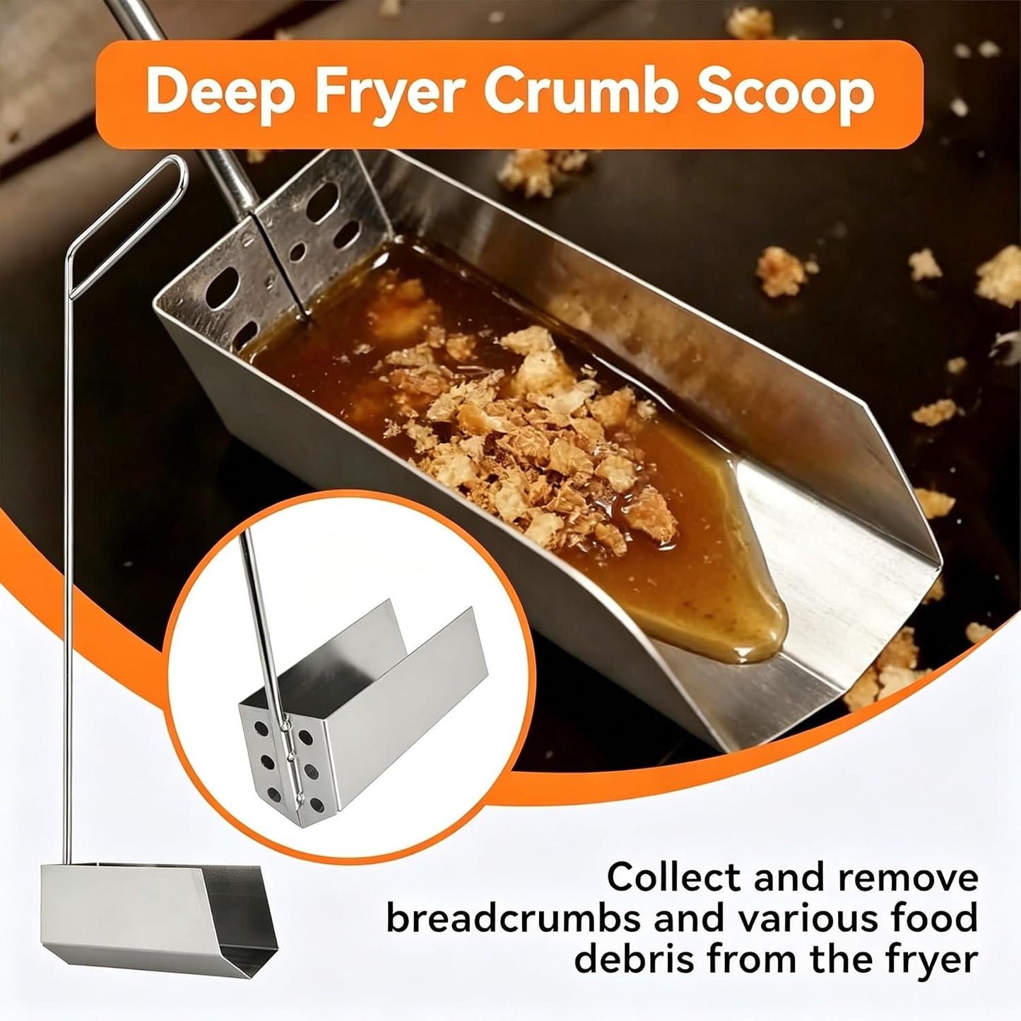 Commercial Deep Fryer Oil Filter Screen AF45 with Deep Fryer Crumb Scoop 550 Micron Mesh, 13.75" x 13.75" Straight Edge Design, Extends Oil Life for Restaurant Kitchens