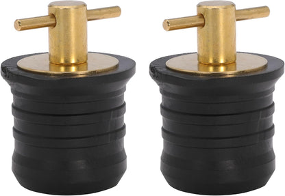 2 Pcs T-Handle Boat Plug Brass/Stainless Steel Boat Drain Plug Snap Handle Plug Rubber Drain Plug for Boat Marine