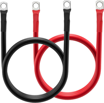6 AWG Battery Cable 6 Gauge Battery Wires with 5/16 terminals Power Inverter Cables for Solar Boat Marine RV Car (3FT, 1 red +1 black cable)