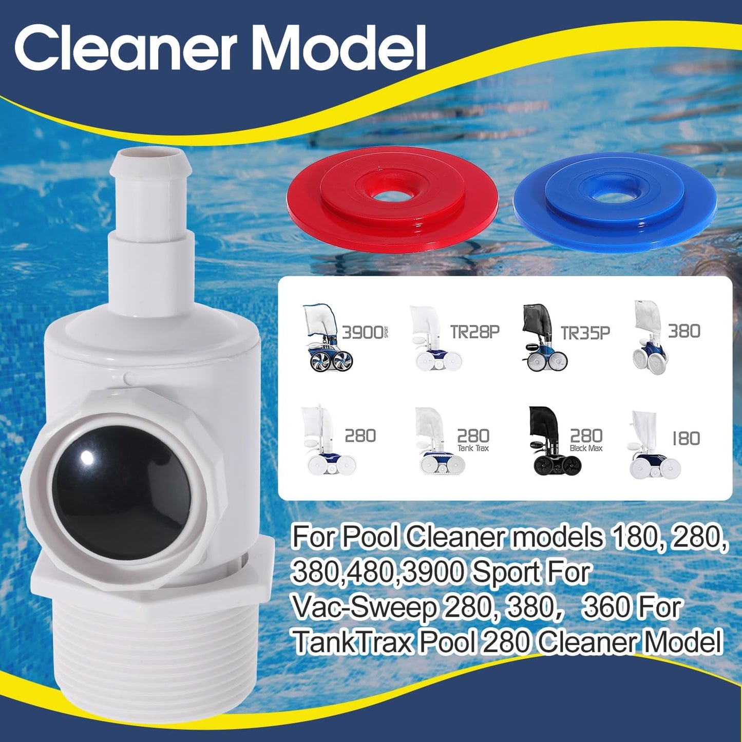 Pool Cleaner Connector Wall Fitting Assembly Replace 9-100-9001 for Polaris for Zodiac 380 280 180 3900 Pool Cleaner Universal Wall Fitting Connector(Connector-092T)