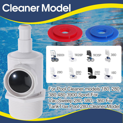 Pool Cleaner Connector Wall Fitting Assembly Replace 9-100-9001 for Polaris for Zodiac 380 280 180 3900 Pool Cleaner Universal Wall Fitting Connector(Connector-092T)