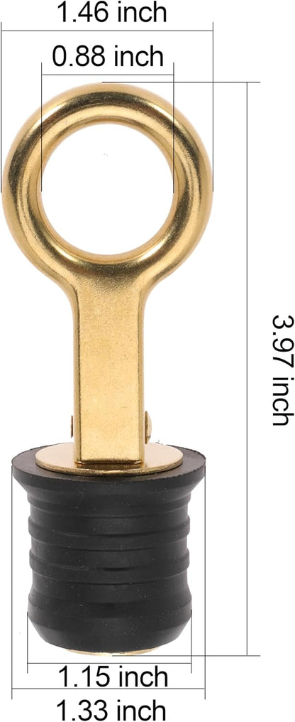 Boat Drain Plug - O-Handle Snap Plug, Brass/Stainless Steel, Rubber