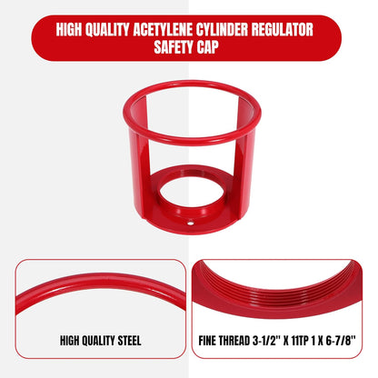Acetylene Cylinder Regulator Safety Cap Protector, 3-1/2 x 12 Inch Fine Thread Safety Collar for Acetylene Tank, Valve Protector Cover for Pressure Gas Cylinders, 1 Pack