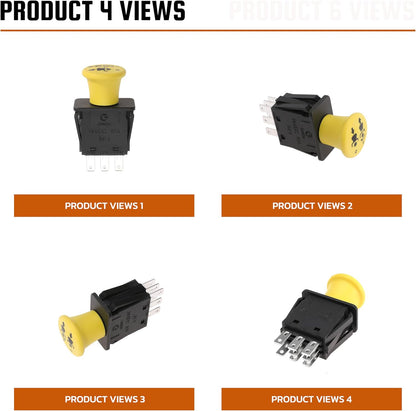 Clutch PTO Switch 8 Terminals for Exmark Next for Lazer Z for Toro for Z Master G3 Serial Compatible with 116-0124, 1160124, 430-210, K3011-62301, K301162301, 109-7666, 109-7673, 5 AMP, Yellow Knob