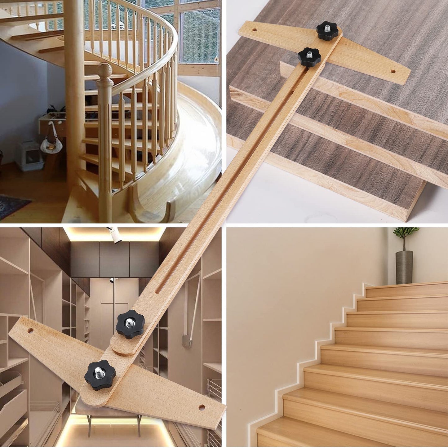 Stair TreadTemplate Tool,Stair Tread Jig Stair Tread Gauge Stair Tread Template Tool Wooden Stair Tread Template Tool, Stair Tread Jig, Stair Tread Gauge and Shelf Layout Tool