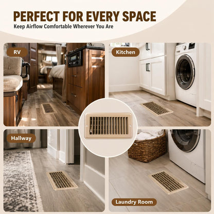 2PCS 4"x 8" RV Floor Vent Covers Register Vents Walkable Floor Vents Air Vent Covers for Mobile Home Floor Heater